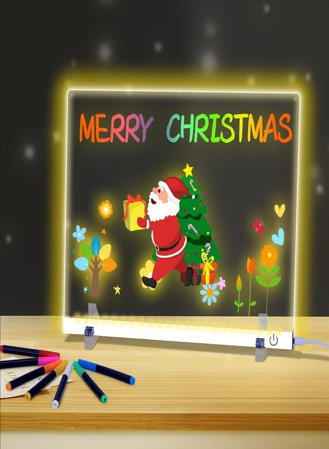 أرفانا لوحة رسم LED مقاس 11.8 × 8.5 بوصة مع 12 قلم تلوين وإضاءة قابلة للتعديل، لوحة أكريليك قابلة للمسح الجاف مع إضاءة LED، مصباح ليلي قابل للكتابة، محمولة وقابلة لإعادة الاستخدام للمنزل والأطفال والديكور والإبداع - Image 1